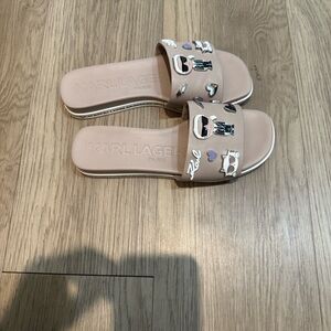 Karl Lagerfeld Women's Beige Embellished Sandals